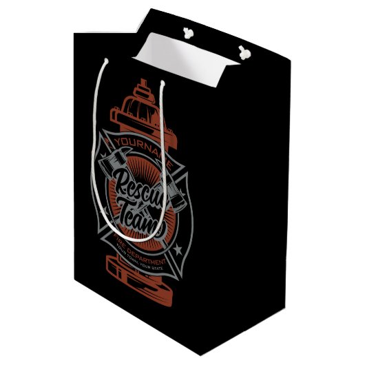 消火栓ADD NAME消防士救助チーム ミディアムペーパーバッグ (裏面アングル)