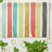 消色した数々のブラシストロークストライプの数 キッチンタオル (折り畳み)