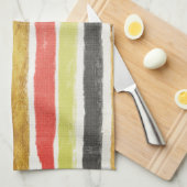 消色した数々のブラシストロークストライプの数 キッチンタオル (四つ折り)