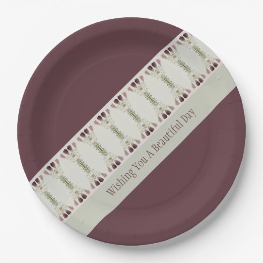 消色した色のフローラルパターン ペーパープレート (正面)