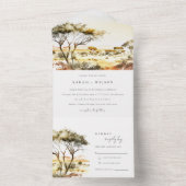 消色自然した水の色のアフリカの結婚風景 オールインワン招待状 (内側)