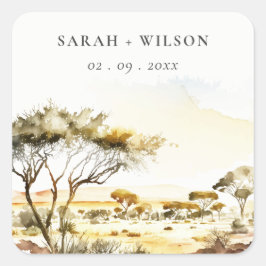 消色自然した水の色のアフリカの結婚風景 スクエアシール