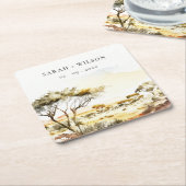 消色自然した水の色のアフリカの結婚風景 スクエアペーパーコースター (アングル)