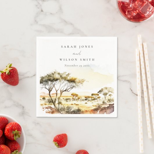 消色自然した水の色のアフリカの結婚風景 スタンダードカクテルナプキン (インサイチュ)