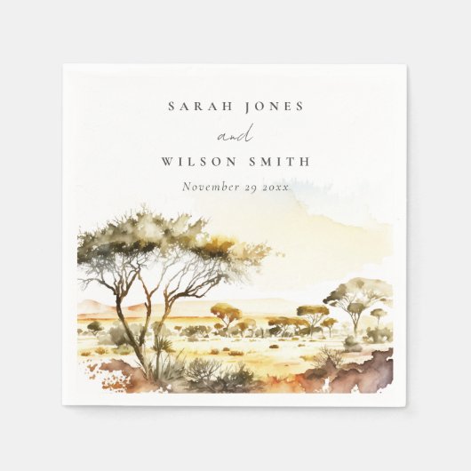 消色自然した水の色のアフリカの結婚風景 スタンダードカクテルナプキン (正面)