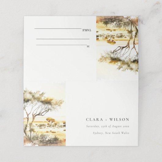 消色自然した水の色のアフリカの結婚風景 プレイスカード (外部開封)