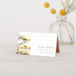 消色自然した水の色のアフリカの結婚風景 プレイスカード