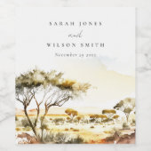 消色自然した水の色のアフリカの結婚風景 ワインラベル (シングルラベル)