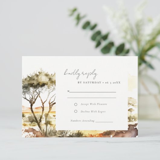 消色自然した水の色のアフリカの結婚風景 出欠カード (スタンド正面)