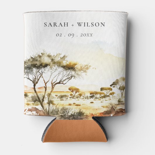 消色自然した水の色のアフリカの結婚風景 缶クーラー (正面)