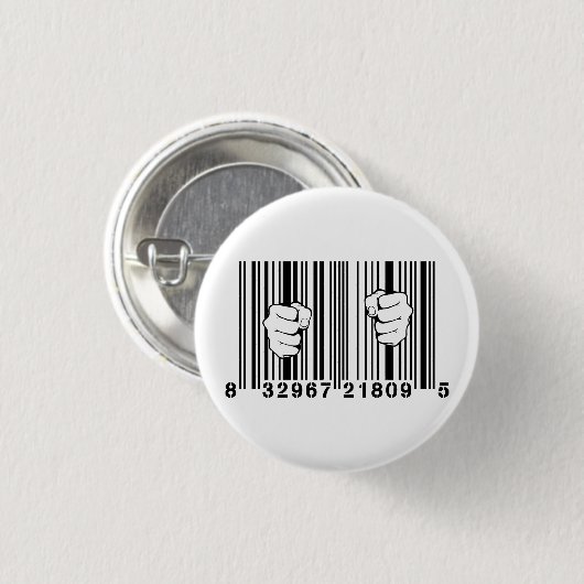 消費者運動UPCのバーコードの刑務所によって捕獲される 缶バッジ (正面&裏面)
