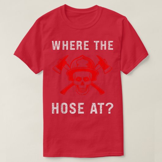 消防おもしろい士タンクのホースの場所 Tシャツ (デザイン正面)