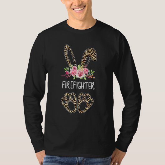 消防おもしろい士バニーヒョウ花イースター202 Tシャツ (正面)