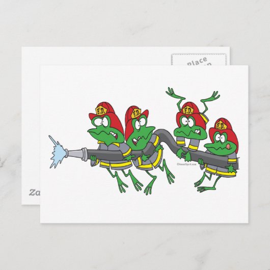 消防おもしろい機のカエル ポストカード (正面/裏面)