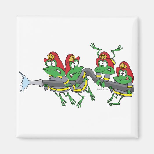 消防おもしろい機のカエル マグネット (正面)