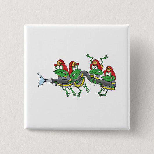 消防おもしろい機のカエル 缶バッジ (正面)