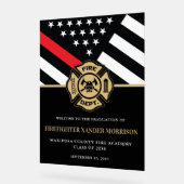 消防アカデミー卒業へようこそ アクリルサイン (傾斜)