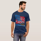 消防アメリカ国旗の愛国火クール兵 Tシャツ (正面フル)