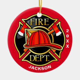 消防エンブレムレッドセラミックオーナメント セラミックオーナメント