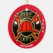 消防エンブレムレッドセラミックオーナメント セラミックオーナメント (左)