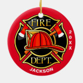 消防エンブレムレッドセラミックオーナメント セラミックオーナメント (裏面)