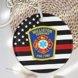 消防カスタム部ロゴエンブレム消防士 キーホルダー<br><div class="desc">薄い赤ライン消防局キーチェーン – 消防士の旗の色のアメリカのモダン旗、黒と赤のデザイン。カスタマイズ部のロゴと消防士の名前でこのパーソナライズされた消防士キーチェーンは、消防署や消防局、プロモーションアイディア、または消防士への贈り物に最適である。COPYRIGHT © 2020 Judy Burrows,  Black Dog Art - All Rights Reserved.消防カスタム部ロゴのエンブレム消防キーチェーン</div>