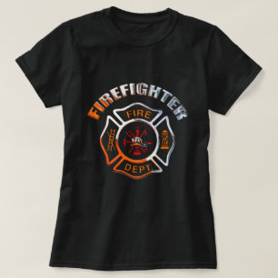 消防カラフル戦闘機バッジ Tシャツ