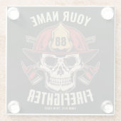 消防パーソナライズされたスカル消防署 ガラスコースター (裏面)