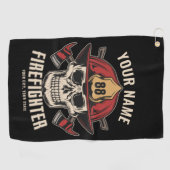 消防パーソナライズされたスカル消防署 ゴルフタオル (横)