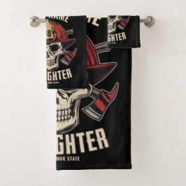 消防パーソナライズされたスカル消防署 バスタオルセット