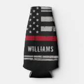 消防パーソナライズされた士の細い赤線 ボトルクーラー (正面)