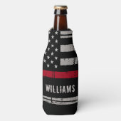 消防パーソナライズされた士の細い赤線 ボトルクーラー (ボトル正面)