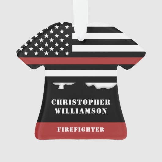 消防パーソナライズされた士の薄い赤線の消防 オーナメント (裏面)