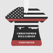 消防パーソナライズされた士の薄い赤線の消防 オーナメント (正面)