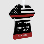 消防パーソナライズされた士の薄い赤線の消防 オーナメント (正面)