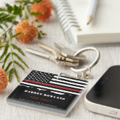 消防パーソナライズされた士の薄い赤線の消防 キーホルダー (正面右)