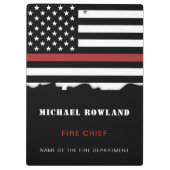 消防パーソナライズされた士の薄い赤線の消防 クリップボード (裏面)