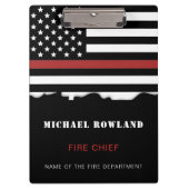 消防パーソナライズされた士の薄い赤線の消防 クリップボード (正面)