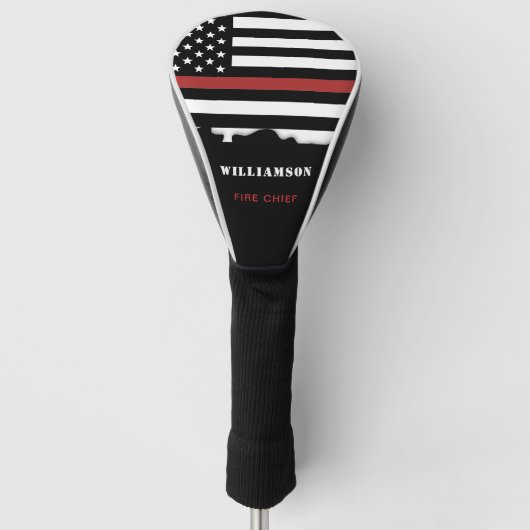 消防パーソナライズされた士の薄い赤線の消防 ゴルフヘッドカバー (正面)