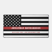 消防パーソナライズされた士の薄い赤線の消防 デスクマット (正面)