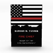 消防パーソナライズされた士の薄い赤線の消防 フォトブロック (正面)