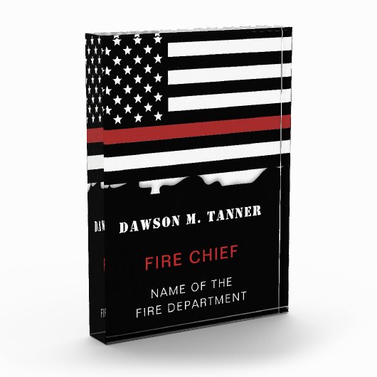 消防パーソナライズされた士の薄い赤線の消防 フォトブロック (左)