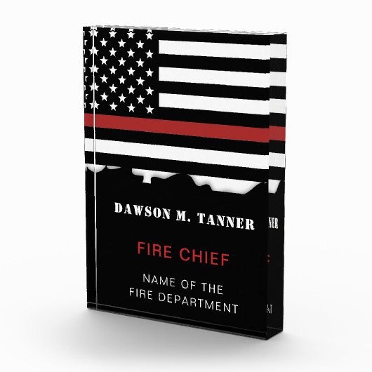 消防パーソナライズされた士の薄い赤線の消防 フォトブロック (右)