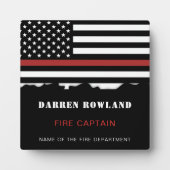 消防パーソナライズされた士の薄い赤線の消防 フォトプラーク (正面)