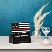 消防パーソナライズされた士の薄い赤線の消防 フォトプラーク (インサイチュ)