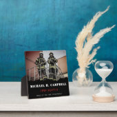 消防パーソナライズされた士の薄い赤線の消防 フォトプラーク (インサイチュ)