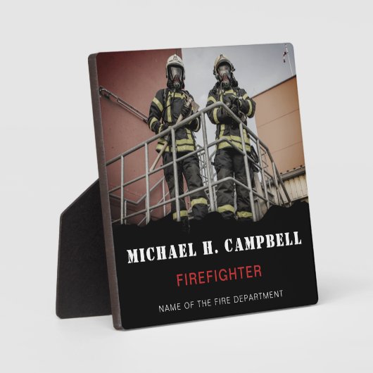 消防パーソナライズされた士の薄い赤線の消防 フォトプラーク (正面)