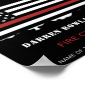 消防パーソナライズされた士の薄い赤線の消防 ポスター (角)