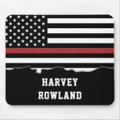 消防パーソナライズされた士の薄い赤線の消防 マウスパッド (正面)