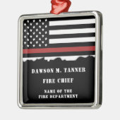 消防パーソナライズされた士の薄い赤線の消防 メタルオーナメント (左)